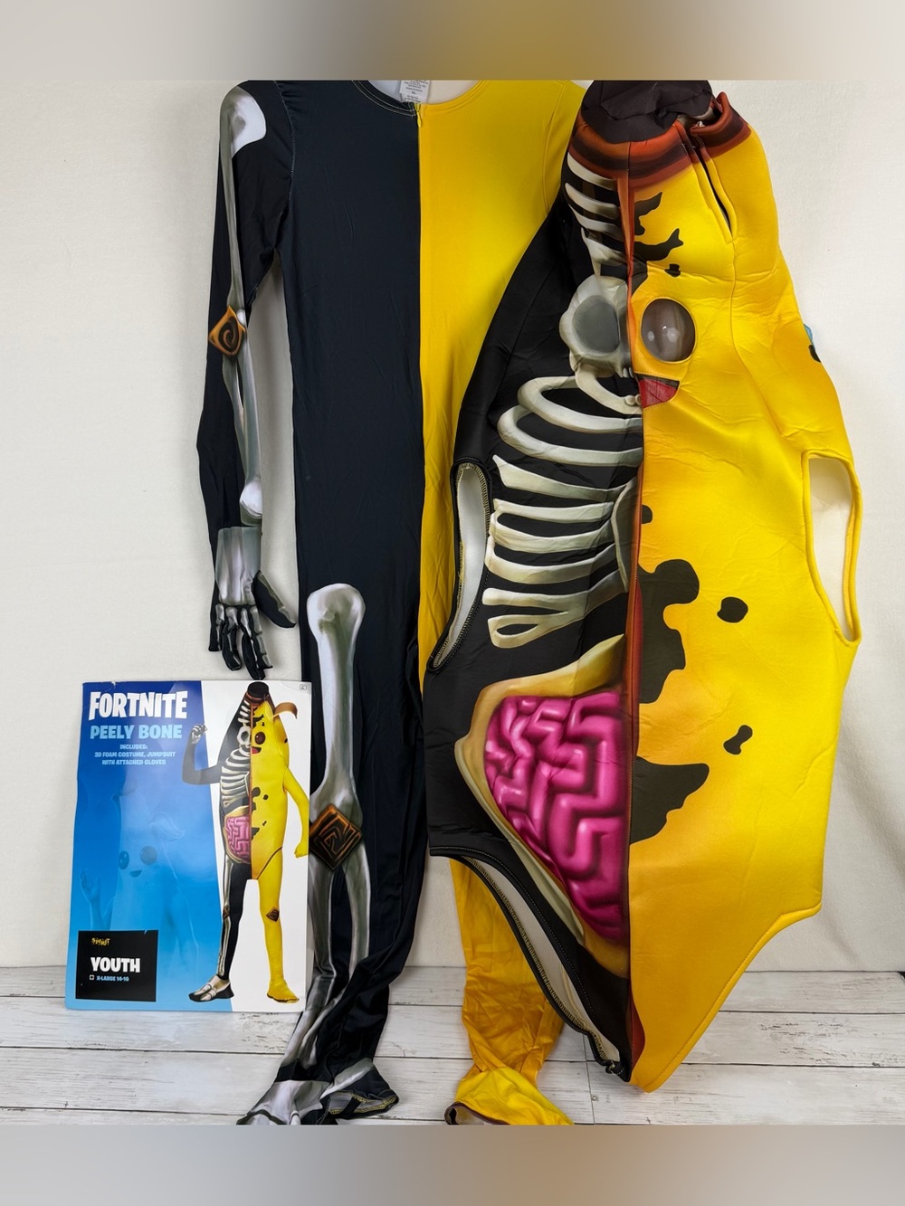 Fortnite Peely Bone Halloween Costume Boys Youth XL 14-16